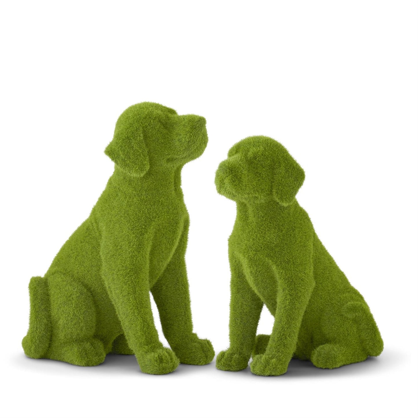 Resin Green Flocked Mossy Dogs