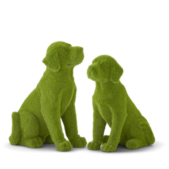 Resin Green Flocked Mossy Dogs