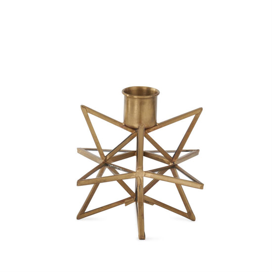 6 Inch 3-Dimensional Gold Metal & Glass Star Taper