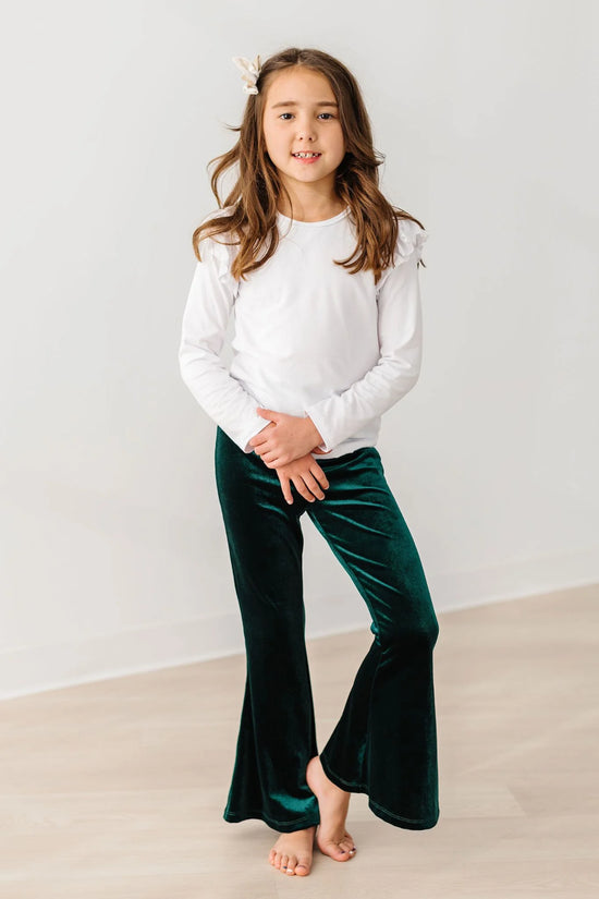 Load image into Gallery viewer, Hunter Green Velvet Bell Bottoms
