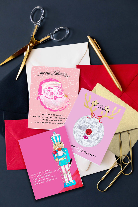 Load image into Gallery viewer, Merry &amp;amp; Bright Disco Ball Reindeer Christmas Greeting Card
