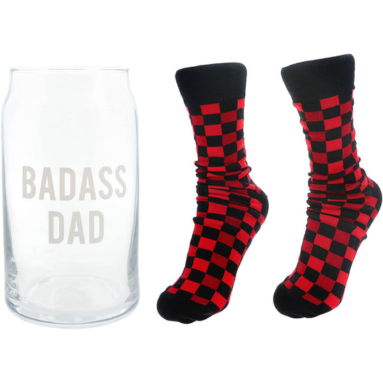 Load image into Gallery viewer, Badass Dad - 16 oz Beer Can Glass and Sock Set
