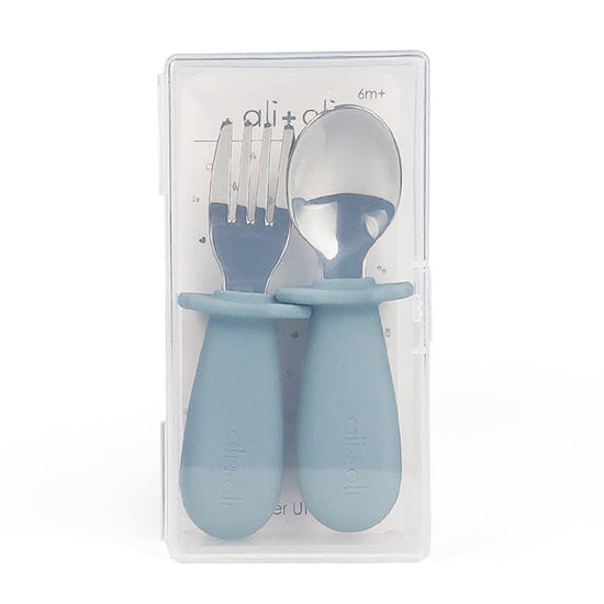 Load image into Gallery viewer, Spoon &amp;amp; Fork Learning Set for Toddlers (Blue) 6m+
