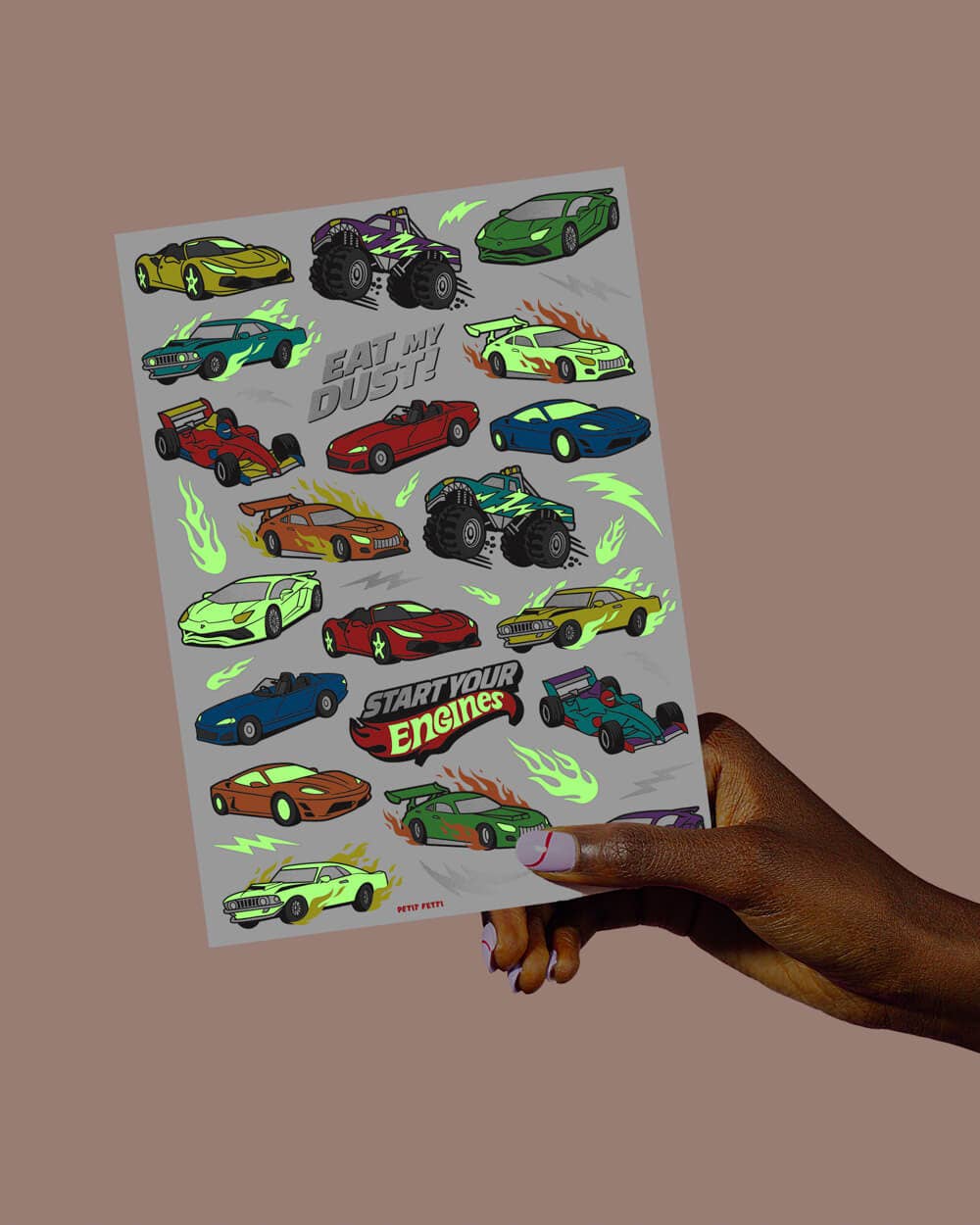 Racecar Glow In The Dark Kids Temporary Tattoos, Bday Favor