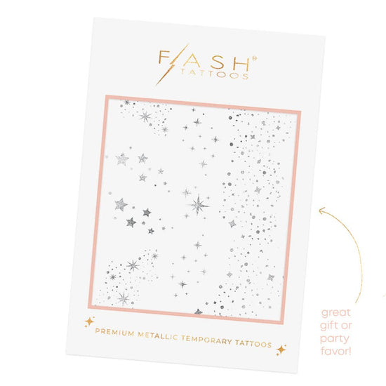 Load image into Gallery viewer, Silver FAIRY DUST metallic face glitter tattoo pack
