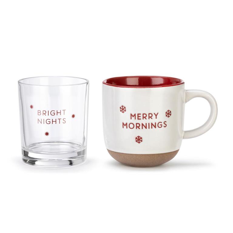 Christmas Eve/Morning Mug and Glass Set - Merry & Bright