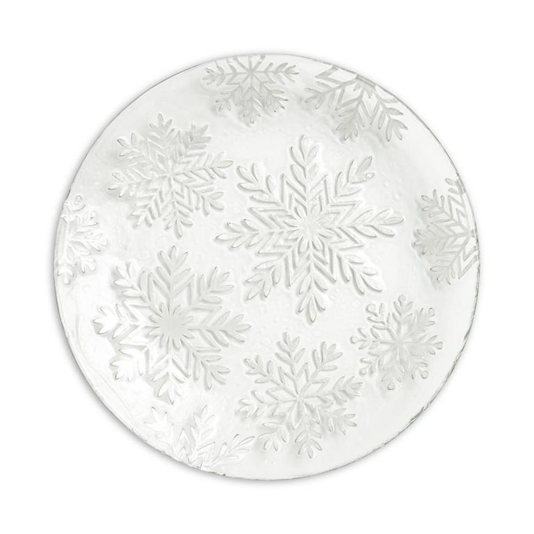 Round Glass Snowflake Embossed Plate