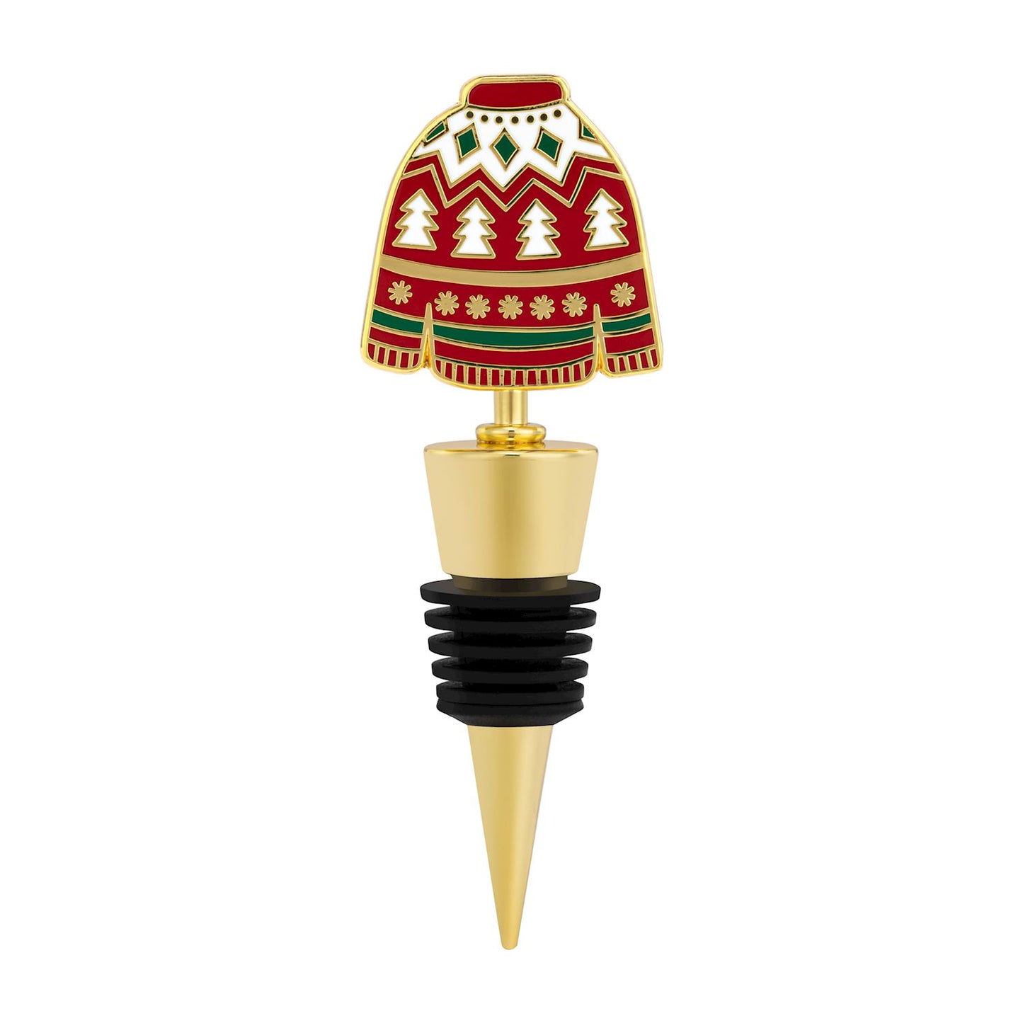 Ugly Sweater Gold Enamel Bottle Stopper