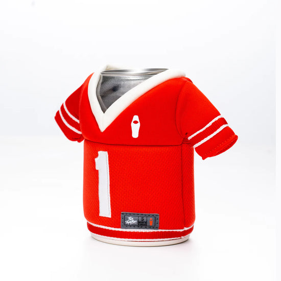 The Jersey Koozie in Red/White