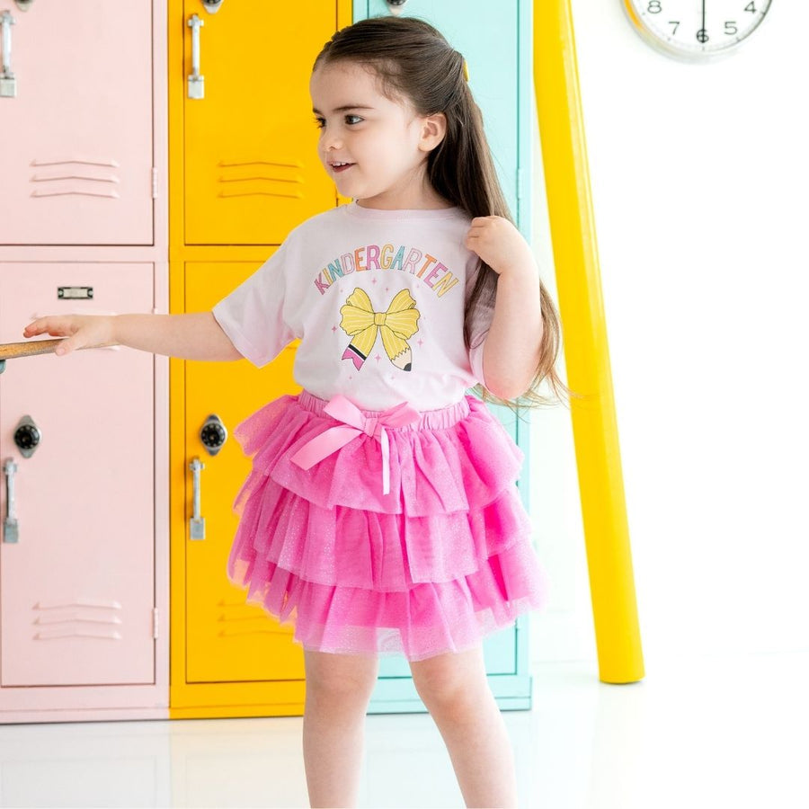 Kindergarten Pencil Bow Short Sleeve T Shirt