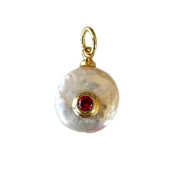 Fresh Pearl Birthstone Charm For Charm Necklace & Bracelet: Clear Zircon