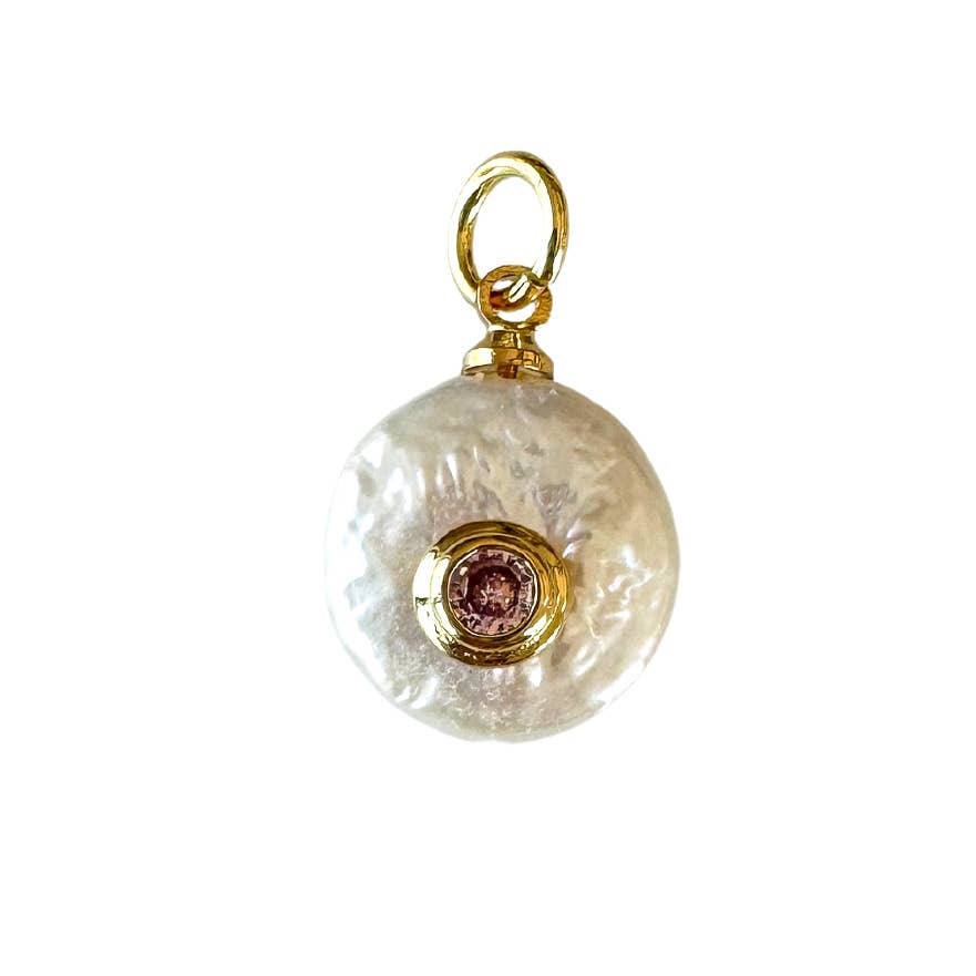 Fresh Pearl Birthstone Charm For Charm Necklace & Bracelet: Orange
