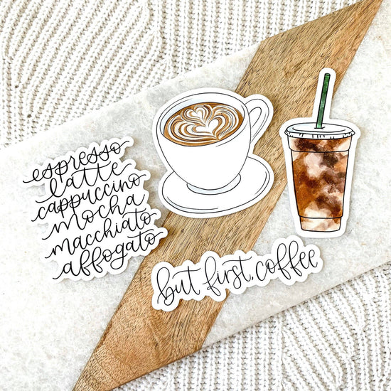 Load image into Gallery viewer, Latte Art Coffee Mug Sticker 2.5x2.5in.
