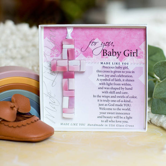 Baby Girl Gift: Handmade Mosaic Glass Cross