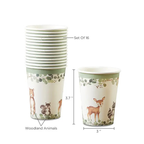 Load image into Gallery viewer, Woodland Cups 8oz Set of 16
