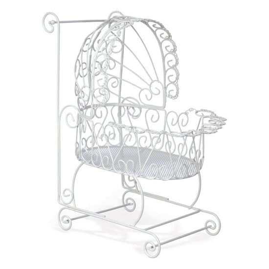 White Wire Baby Carriage