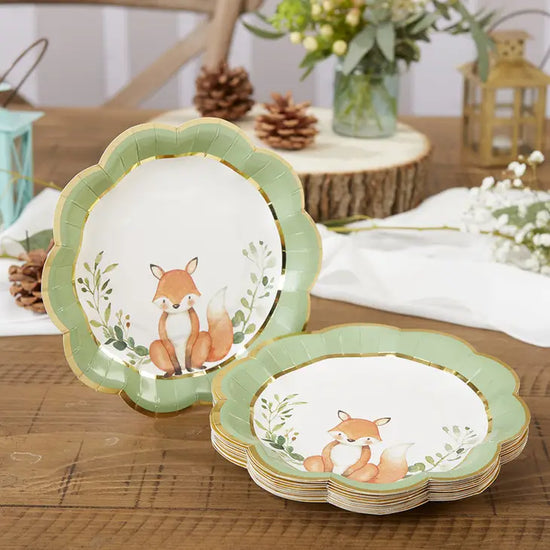 Foxy Woodland Baby 7" Premium Paper Plates (set of 16)