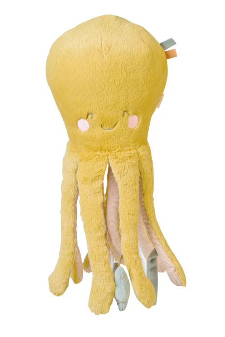 Load image into Gallery viewer, Mustard Multi Activity Fluffy Octopus
