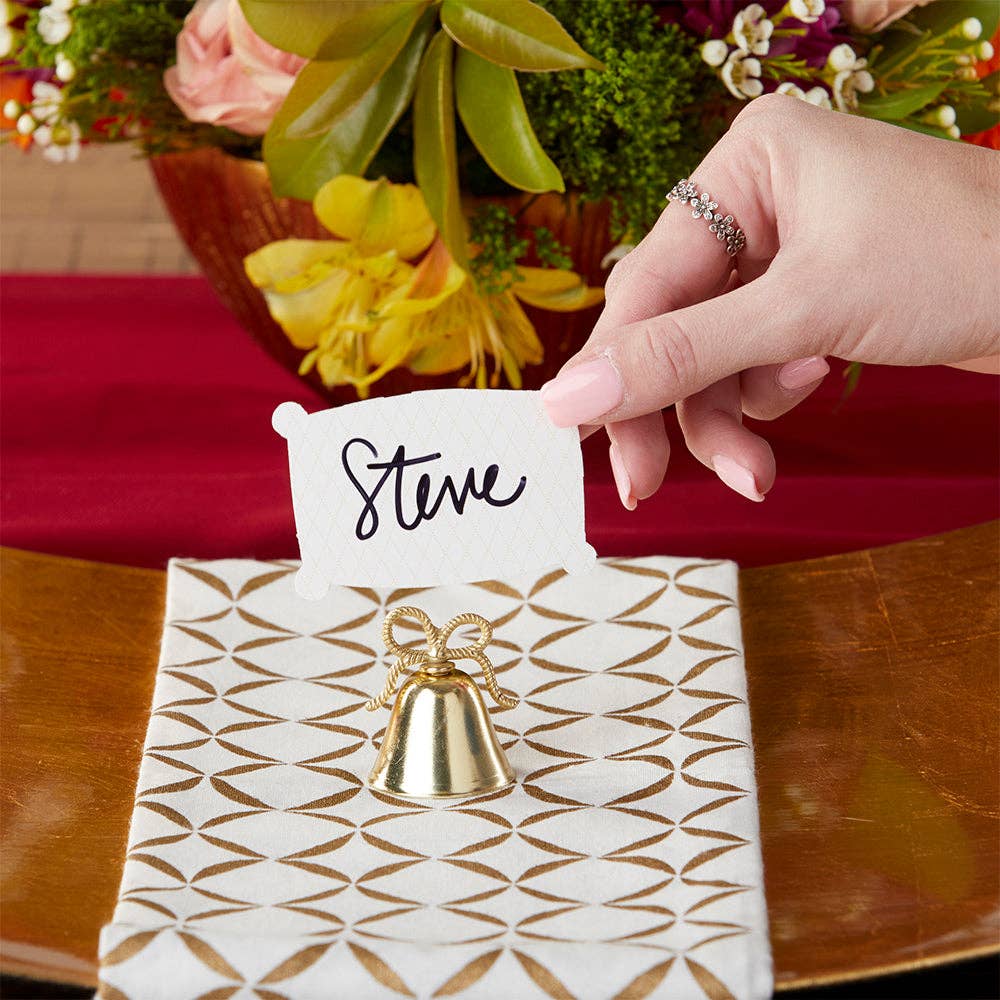 Gold Kissing Bells Place Card/Photo Holder (Set of 24)