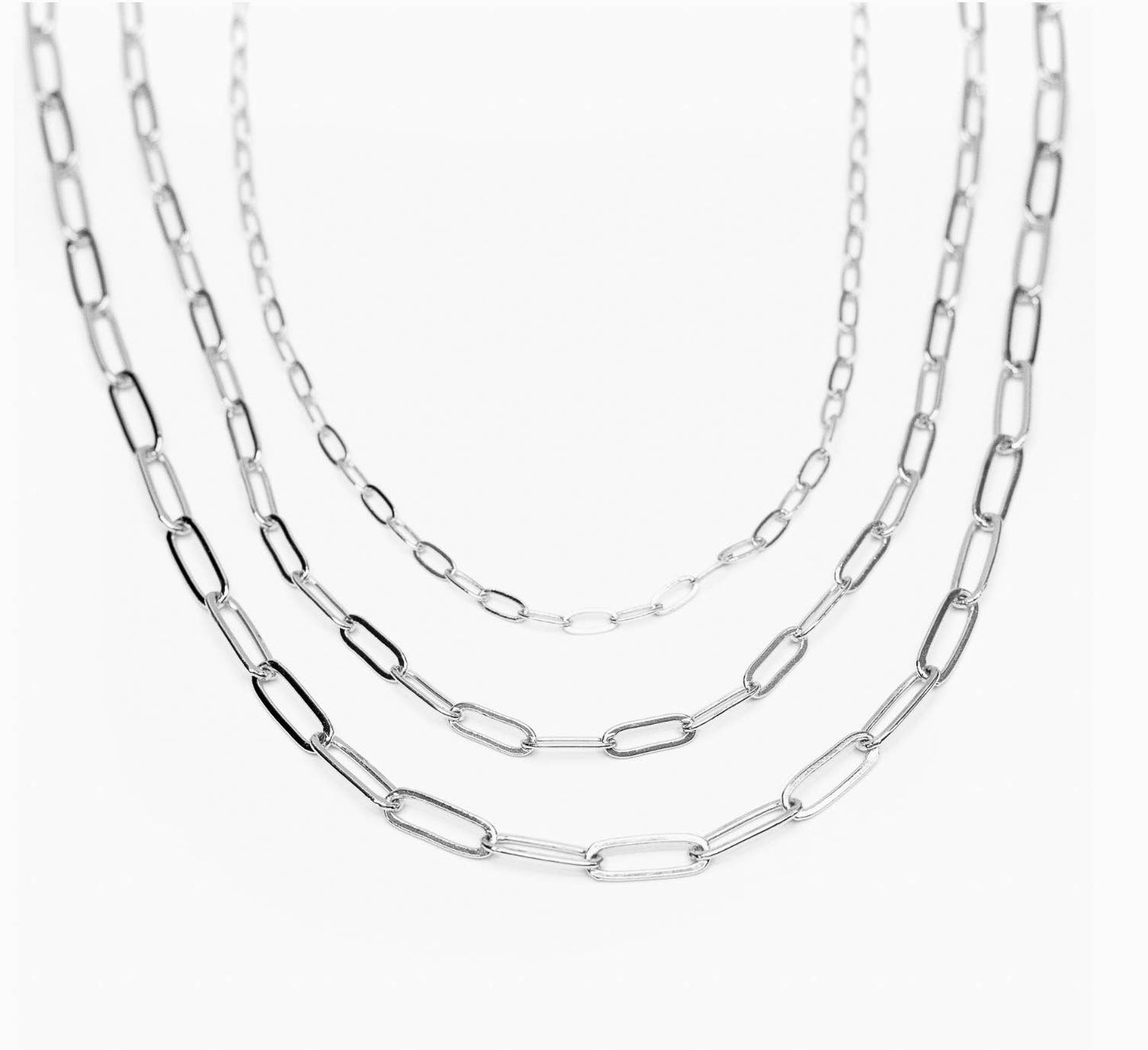 Silver Paperclip Chainlink Necklace : Small