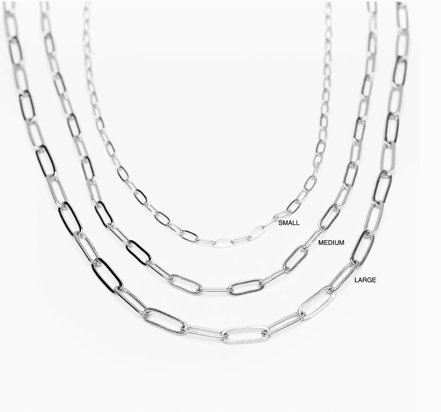 Silver Paperclip Chainlink Necklace : Small