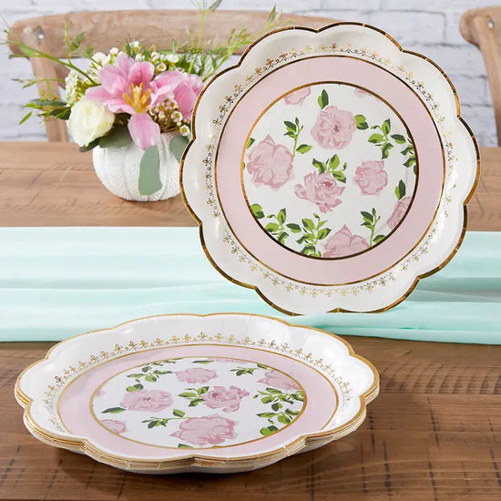 Pink Tea Time Whimsy 9in Premium Paper Plates Set of 16