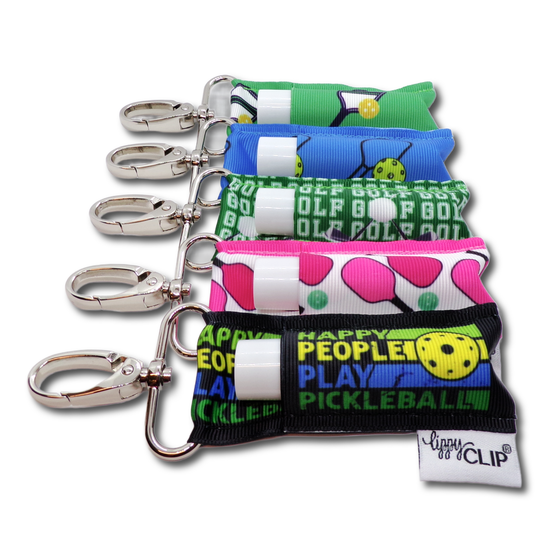 Pickleball on Pink LippyClip® Lip Balm Holder for Chapstick