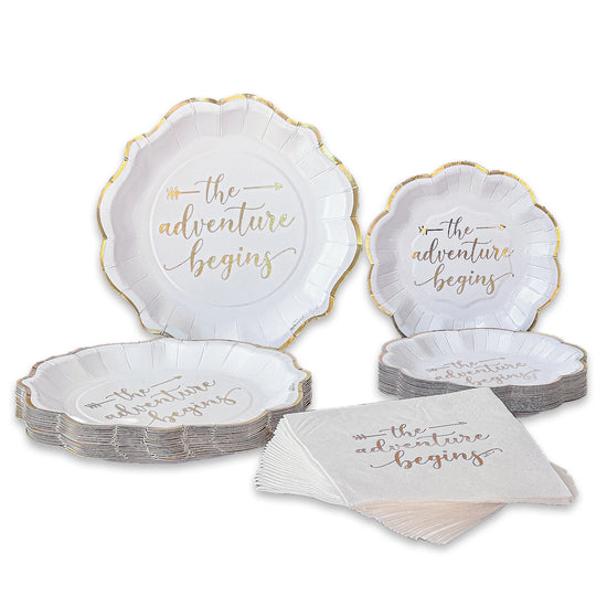 Load image into Gallery viewer, The Adventure Begins 72 Piece Party Tableware set (24 Guests)
