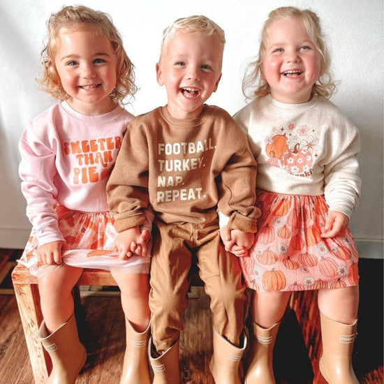 Football Turkey Nap Repeat Thanksgiving Kids Sweatshirt