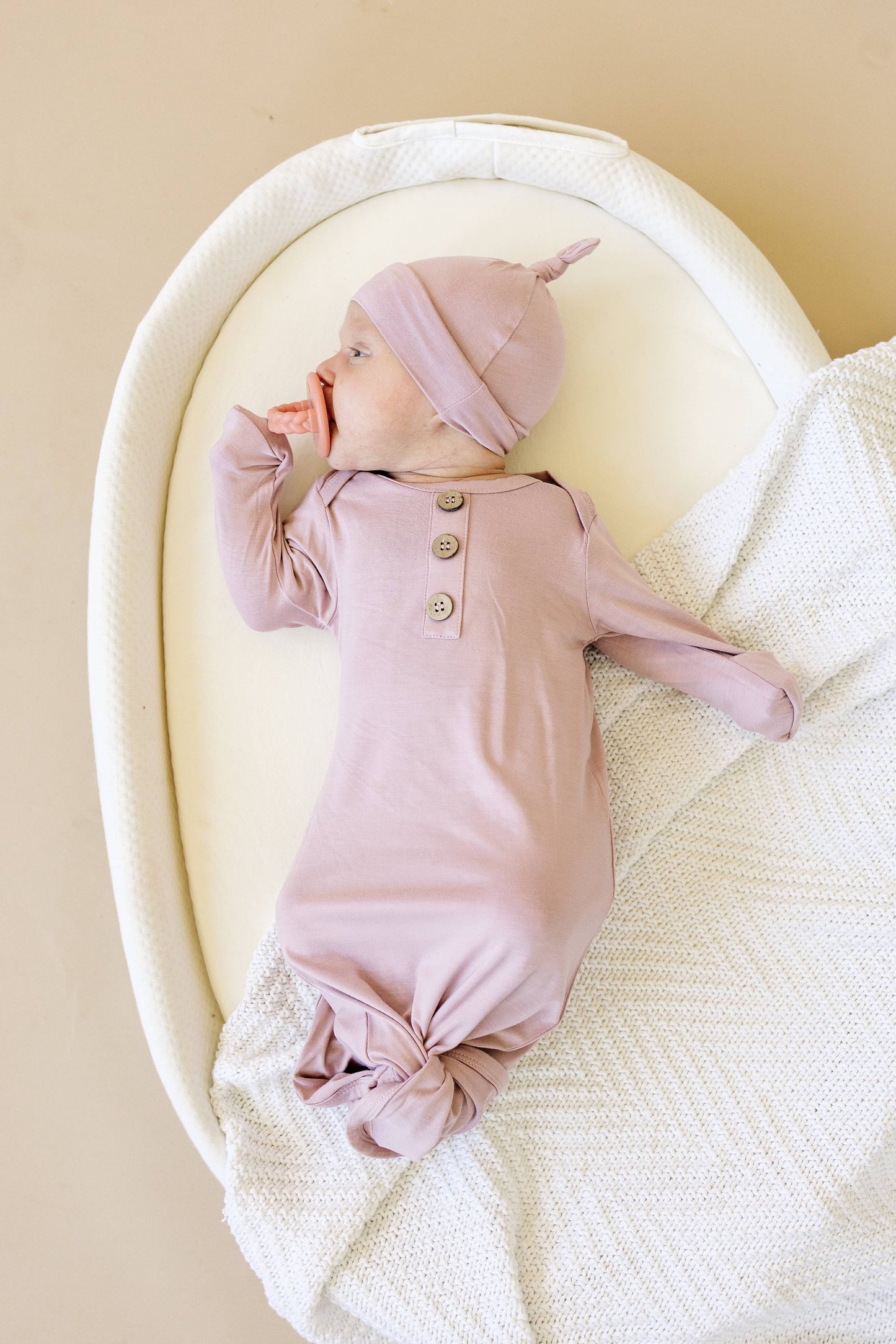 Newborn Bamboo Gown & Hat Set: Pink / Gown & Hat Set