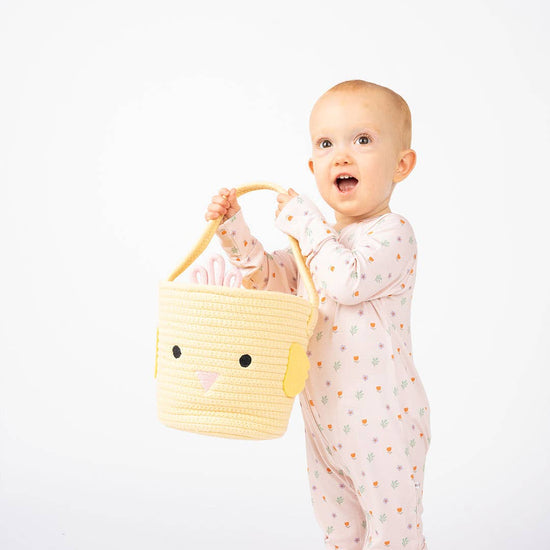 Load image into Gallery viewer, Yellow Chick Rope Easter Basket
