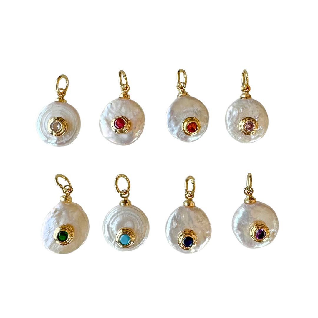 Fresh Pearl Birthstone Charm For Charm Necklace & Bracelet: Purple