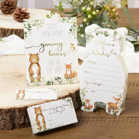 Load image into Gallery viewer, Woodland Baby Shower Advice Card &amp;amp; Game (Set of 50)
