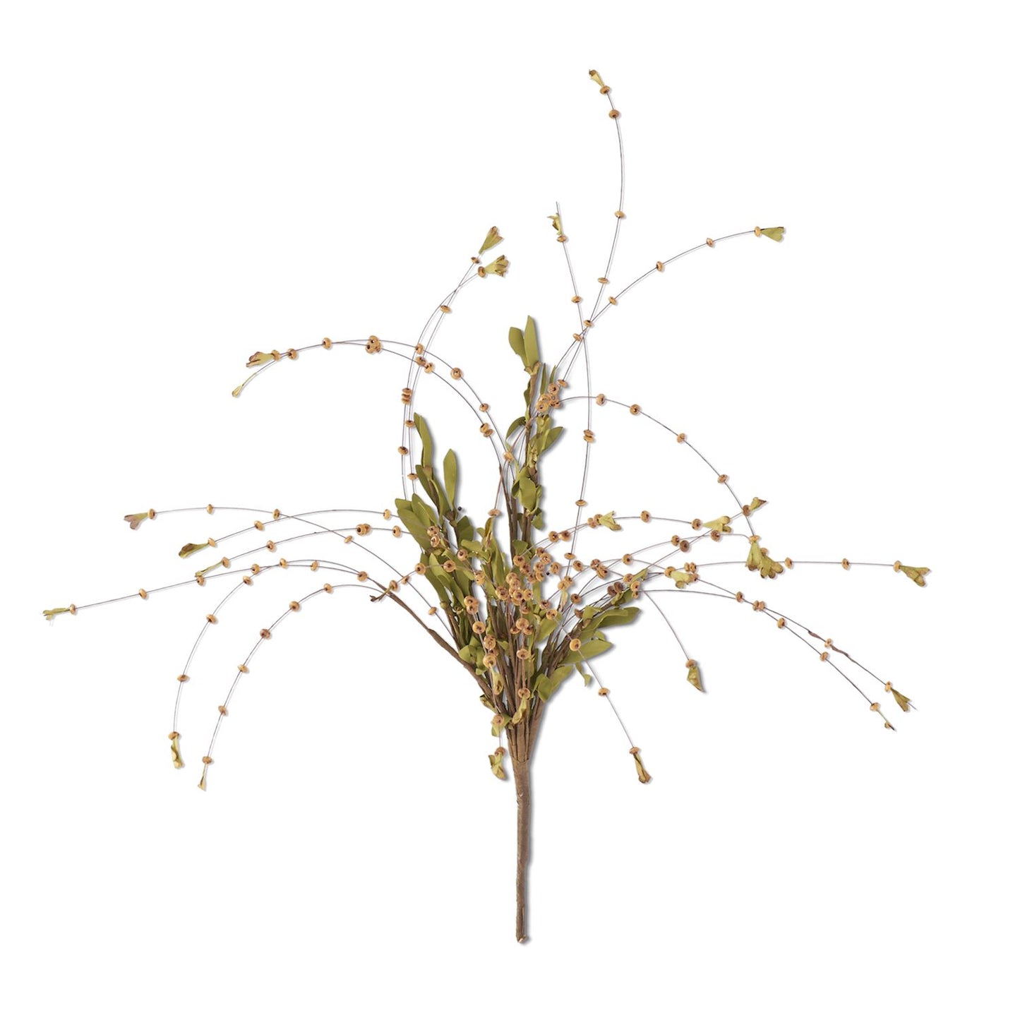 25" Brown Bead Bud Spray w/Foliage
