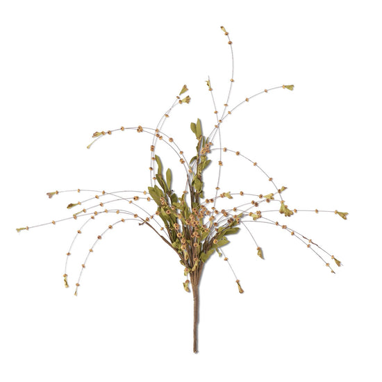 25" Brown Bead Bud Spray w/Foliage