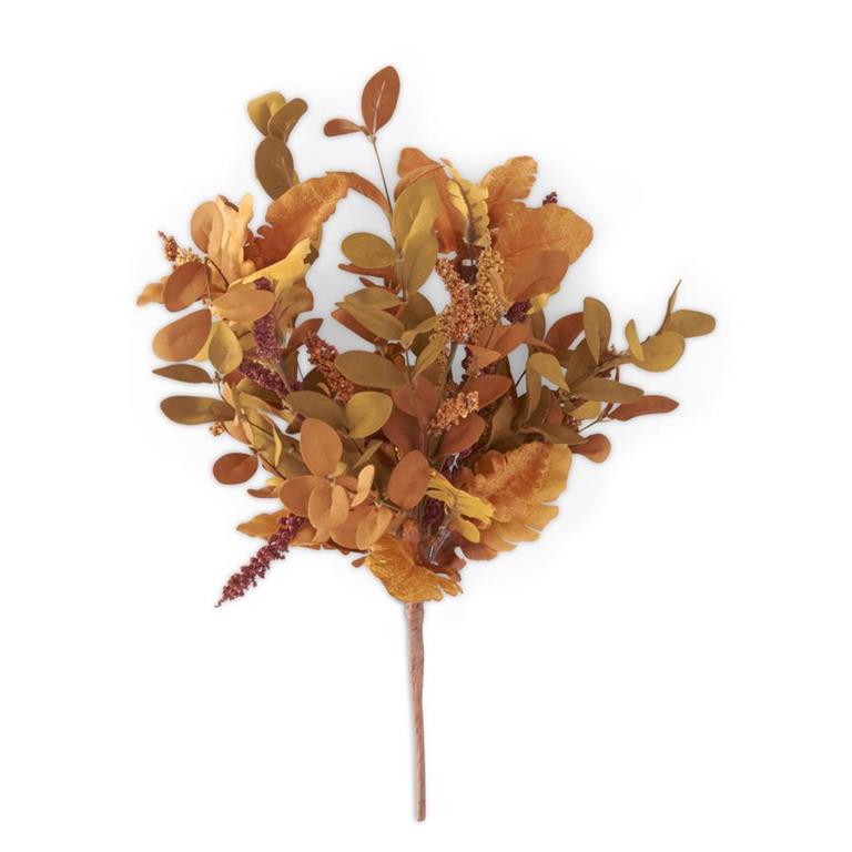 21" Rust & Brown Eva & Silk Leaves Bush w/Burgandy
