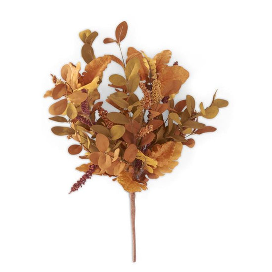 21" Rust & Brown Eva & Silk Leaves Bush w/Burgandy