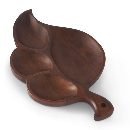 Load image into Gallery viewer, Carved Wood Divided Leaf Trays
