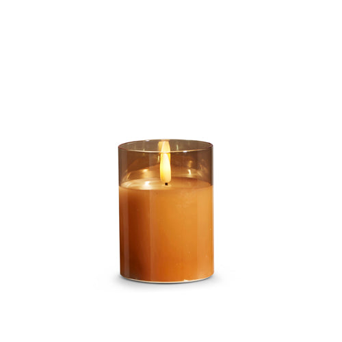 3" x 4" Gold Glass Ivory Pillar Candle
