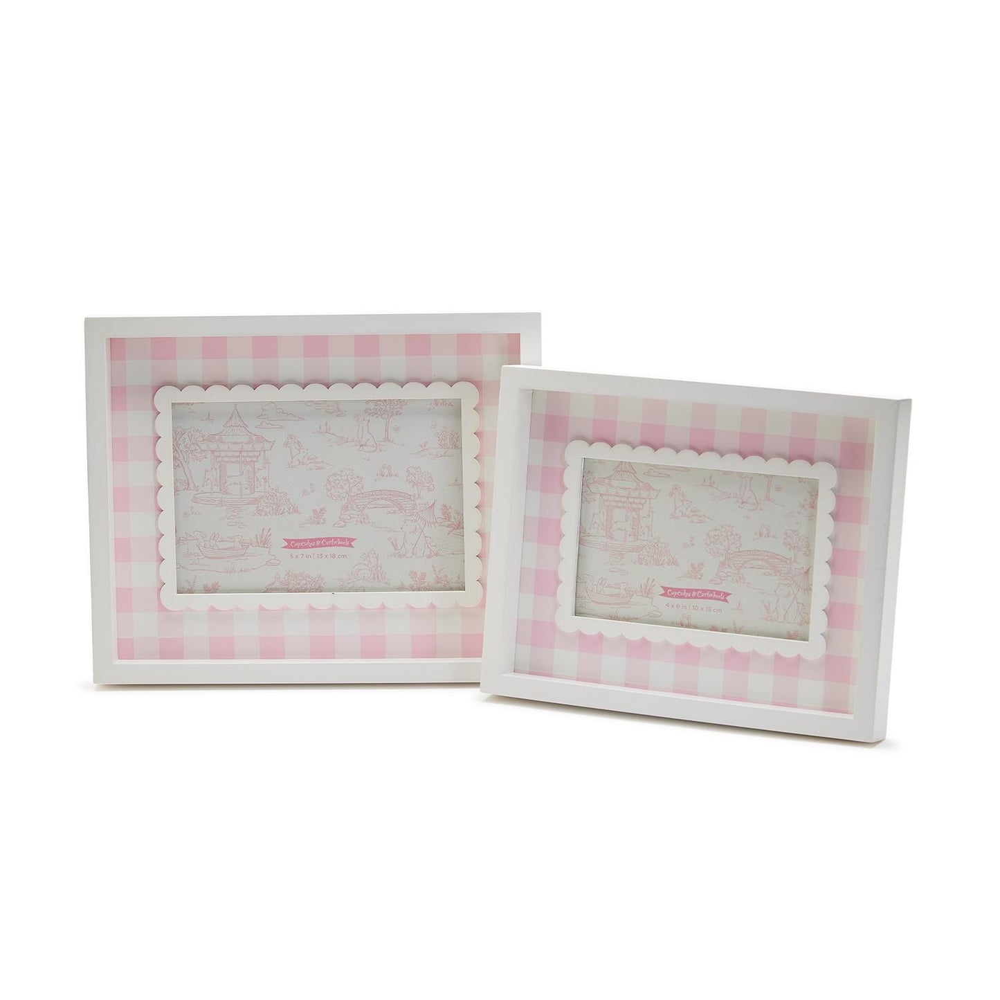 Pink Gingham Photo Frames In sizes 4" x 6" and 5" x 7"