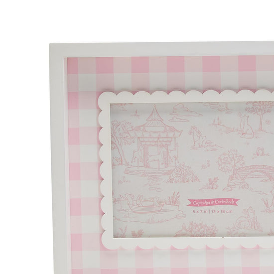 Pink Gingham Photo Frames In sizes 4" x 6" and 5" x 7"