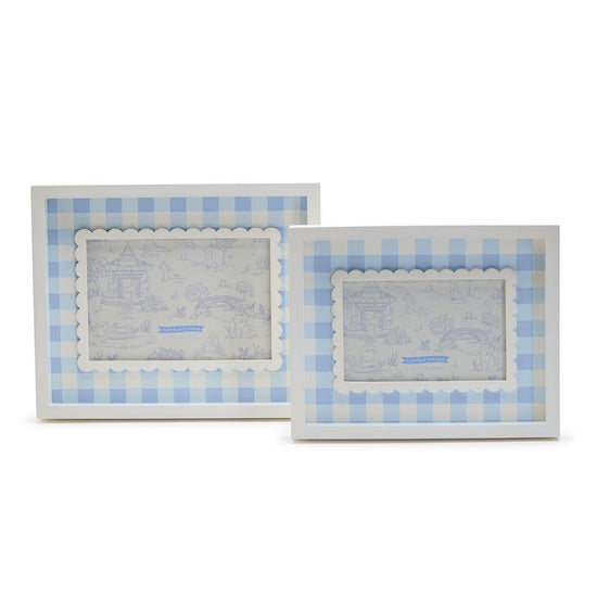 Load image into Gallery viewer, Blue Gingham Photo Frames in sizes 4&amp;quot; x 6&amp;quot; and 5&amp;quot; x 7&amp;quot;
