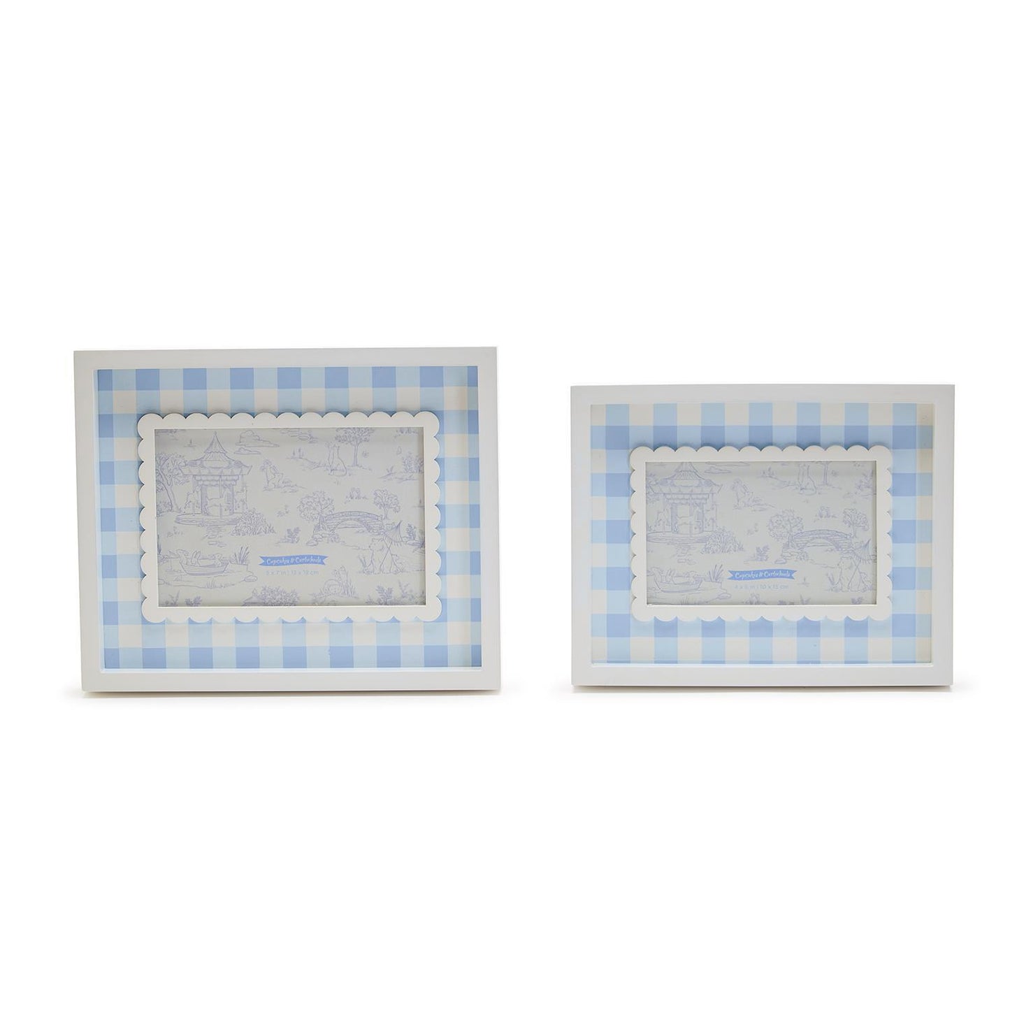 Blue Gingham Photo Frames in sizes 4" x 6" and 5" x 7"