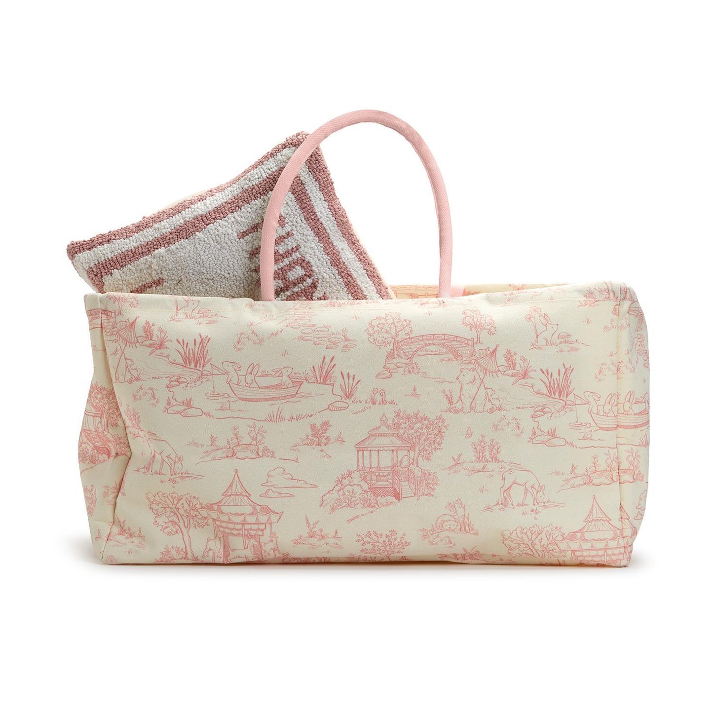 Animal Toile Hamper / Storage Tote  - Recycled Cotton Canvas/Cotton