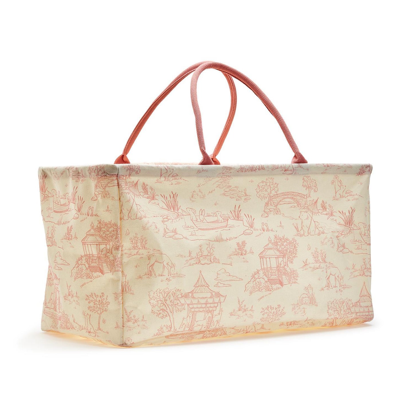 Animal Toile Hamper / Storage Tote  - Recycled Cotton Canvas/Cotton