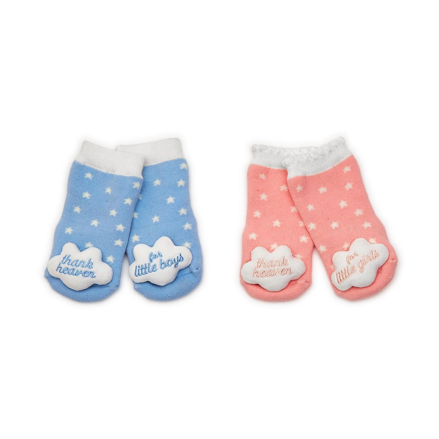 Thank Heaven Rattle Socks with Grips (fits up to 24 months) - Cotton/Polyester/Spandex
