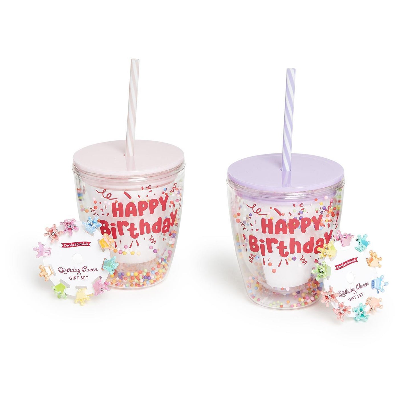 Birthday Confetti Double Walled Tumbler with 10 Crown Clips