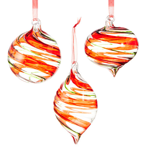 4" Tricolor Spiral Ornaments