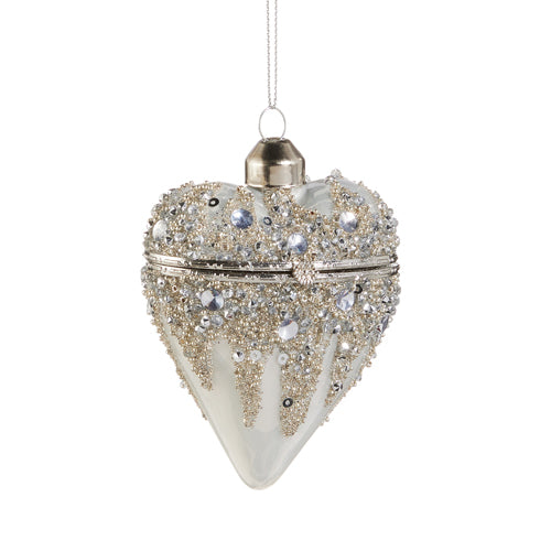 3.5" White Heart Box Ornament