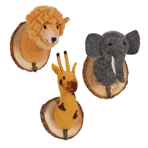 8" Safari Animal Mounted Hook